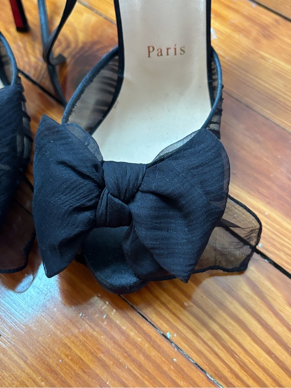 Christian Louboutin Artydiva 120 black Ruched Bow Peeptoe Heels - Picture 3 of 10